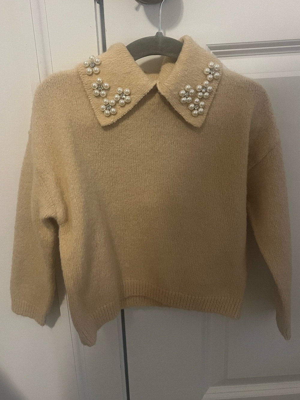 NWT Copper Key Wool Top with Pearks and Rhinestones